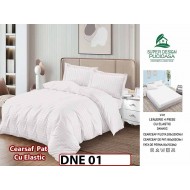 Lenjerie din damasc finet cu 4 piese, cearceaf cu elastic - DNE 01