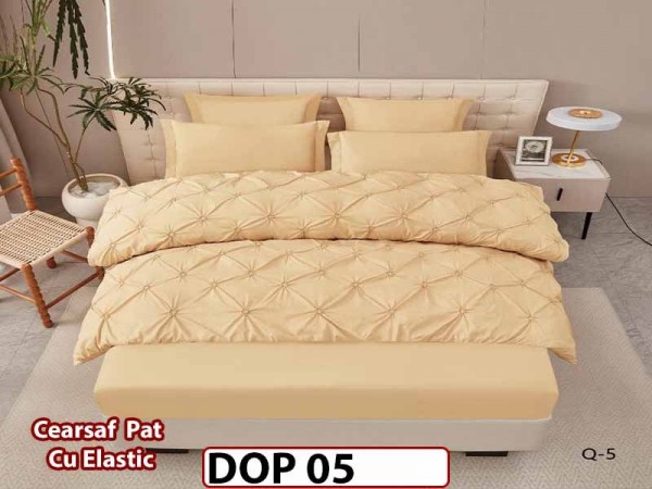 Lenjerie din Finet 6 piese cu pliuri cu Cearceaf Elastic - DOP05 Lenjerie din Finet 6 piese cu pliuri cu Cearceaf Elastic - DOP05