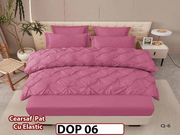 Lenjerie din Finet 6 piese cu pliuri cu Cearceaf Elastic - DOP06 Lenjerie din Finet 6 piese cu pliuri cu Cearceaf Elastic - DOP06
