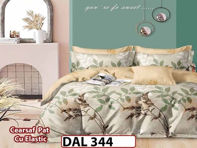 Lenjerie din finet cu 6 piese si cearceaf cu Elastic - DAL344