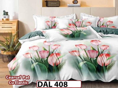 Lenjerie din finet cu 6 piese si cearceaf cu Elastic - DAL408