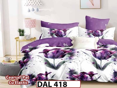 Lenjerie din finet cu 6 piese si cearceaf cu Elastic - DAL418