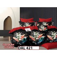 Lenjerie din finet cu 6 piese si cearceaf cu Elastic - DAL421