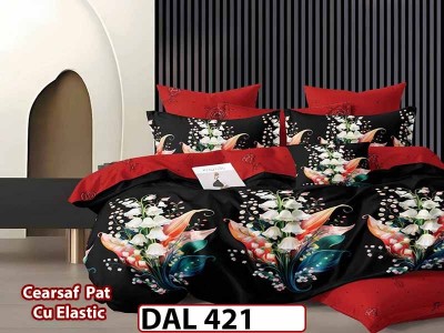 Lenjerie din finet cu 6 piese si cearceaf cu Elastic - DAL421