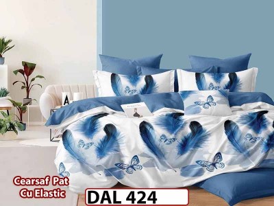 Lenjerie din finet cu 6 piese si cearceaf cu Elastic - DAL424