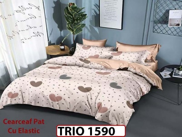 Lenjerie din finet 6 piese cearceaf cu elastic - TRIO1590 Lenjerie din finet 6 piese cearceaf cu elastic - TRIO1590