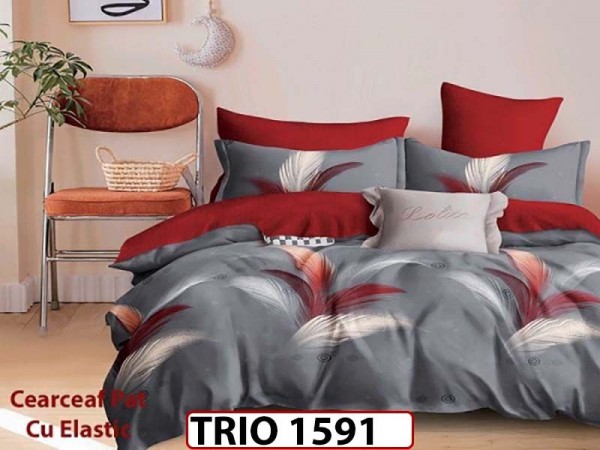 Lenjerie din finet 6 piese cearceaf cu elastic - TRIO1591 Lenjerie din finet 6 piese cearceaf cu elastic - TRIO1591