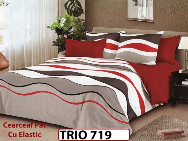 Lenjerie din finet 6 piese cearceaf cu elastic - TRIO719 Lenjerie din finet 6 piese cearceaf cu elastic - TRIO719