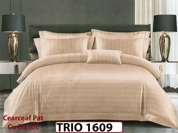 Lenjerie din damasc finetat  6 piese cearceaf cu elastic - TRIO1609