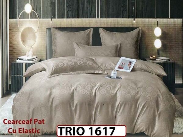 Lenjerie din finet  6 piese cearceaf cu elastic - TRIO1617