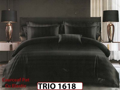 Lenjerie din damasc finetat 6 piese cearceaf cu elastic - TRIO1618 Lenjerie din damasc finetat 6 piese cearceaf cu elastic - TRIO1618