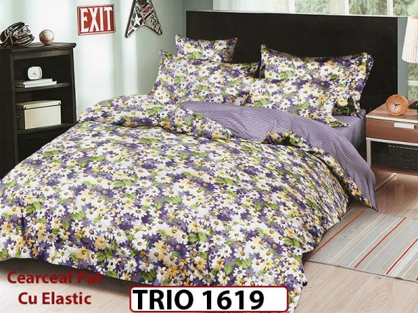 Lenjerie din finet  6 piese cearceaf cu elastic - TRIO1619