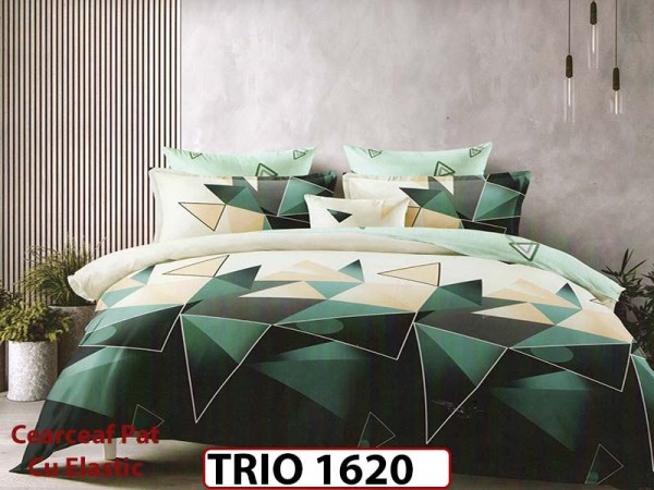 Lenjerie din finet  6 piese cearceaf cu elastic - TRIO1620