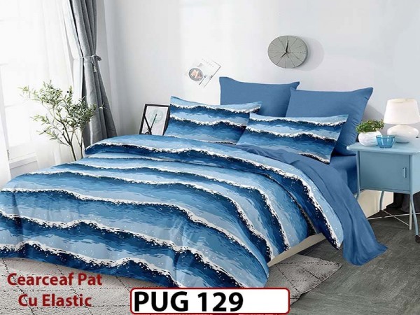 Lenjerie din finet 6 piese si cearceaf cu Elastic - PUG129 Lenjerie din finet 6 piese si cearceaf cu Elastic - PUG129