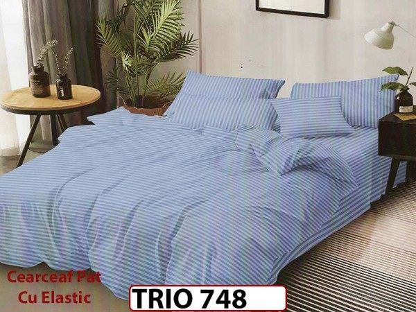 Lenjerie din damasc finetat 6 piese cearceaf cu elastic - TRIO748 Lenjerie din damasc finetat 6 piese cearceaf cu elastic - TRIO748