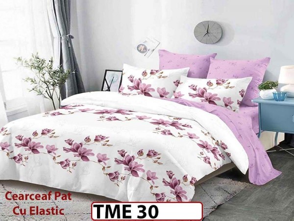 Lenjerie din finet  6 piese si cearceaf cu elastic - TME30