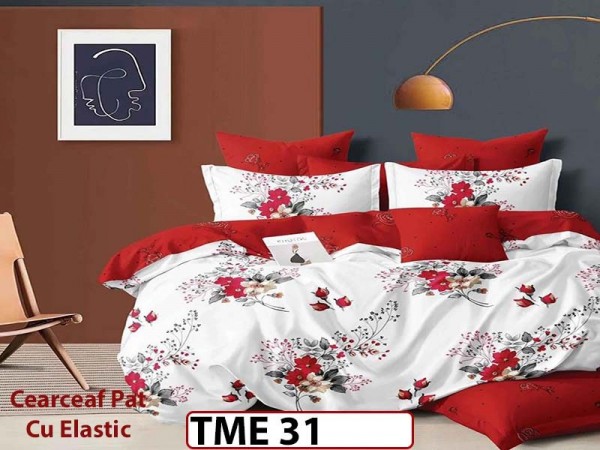 Lenjerie din finet 6 piese si cearceaf cu elastic - TME31 Lenjerie din finet 6 piese si cearceaf cu elastic - TME31