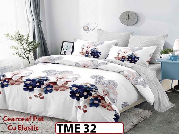 Lenjerie din finet 6 piese si cearceaf cu elastic - TME32 Lenjerie din finet 6 piese si cearceaf cu elastic - TME32