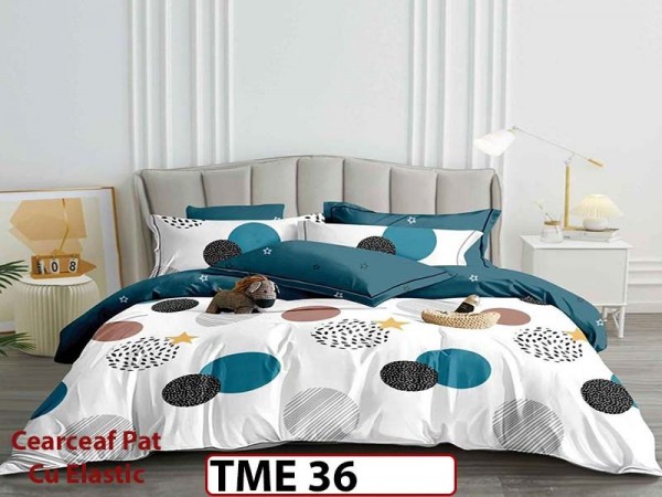 Lenjerie din finet  6 piese si cearceaf cu elastic - TME36