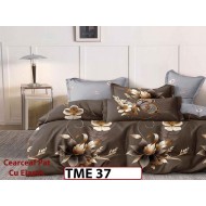 Lenjerie din finet  6 piese si cearceaf cu elastic - TME37