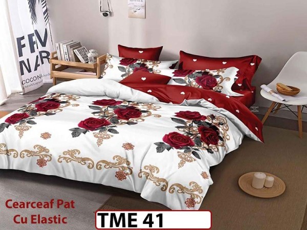 Lenjerie din finet 6 piese si cearceaf cu elastic - TME41 Lenjerie din finet 6 piese si cearceaf cu elastic - TME41