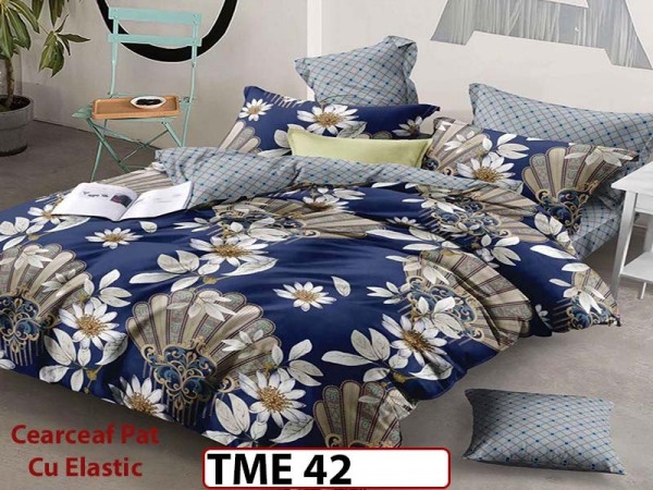 Lenjerie din finet 6 piese si cearceaf cu elastic - TME42 Lenjerie din finet 6 piese si cearceaf cu elastic - TME42
