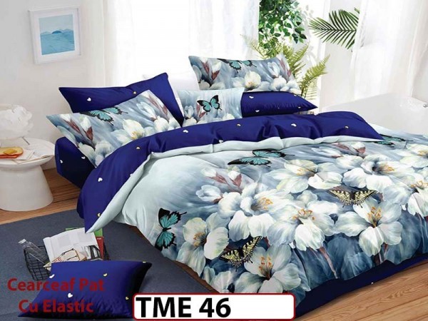 Lenjerie din finet 6 piese si cearceaf cu elastic - TME46 Lenjerie din finet 6 piese si cearceaf cu elastic - TME46