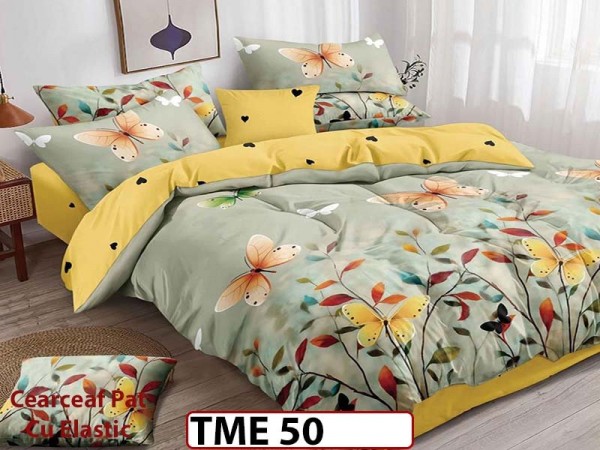 Lenjerie din finet 6 piese si cearceaf cu elastic - TME50 Lenjerie din finet 6 piese si cearceaf cu elastic - TME50