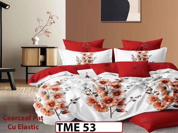 Lenjerie din finet 6 piese si cearceaf cu elastic - TME53 Lenjerie din finet 6 piese si cearceaf cu elastic - TME53