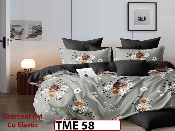 Lenjerie din finet 6 piese si cearceaf cu elastic - TME58 Lenjerie din finet 6 piese si cearceaf cu elastic - TME58
