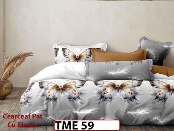 Lenjerie din finet 6 piese si cearceaf cu elastic - TME59 Lenjerie din finet 6 piese si cearceaf cu elastic - TME59