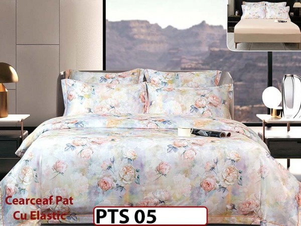 Lenjerie din bumbac Satinat 6 piese cu elastic - PTS 05 Lenjerie din bumbac Satinat 6 piese cu elastic - PTS 05