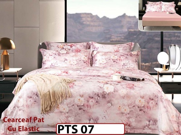 Lenjerie din bumbac Satinat 6 piese cu elastic - PTS 07 Lenjerie din bumbac Satinat 6 piese cu elastic - PTS 07