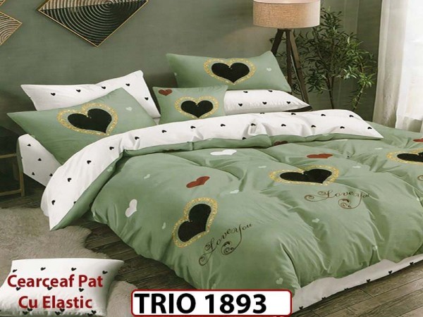 Lenjerie din finet 6 piese cearsaf cu elastic - TRIO1893 Lenjerie din finet 6 piese cearsaf cu elastic - TRIO1893