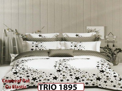 Lenjerie din finet  6 piese cearsaf cu elastic - TRIO1895 Lenjerie din finet  6 piese cearsaf cu elastic - TRIO1895