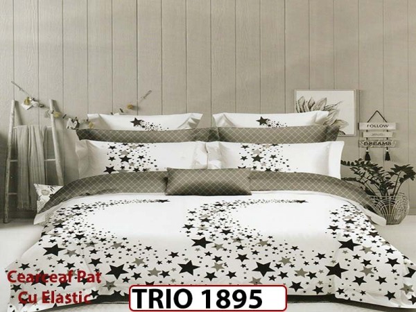 Lenjerie din finet 6 piese cearsaf cu elastic - TRIO1895 Lenjerie din finet 6 piese cearsaf cu elastic - TRIO1895