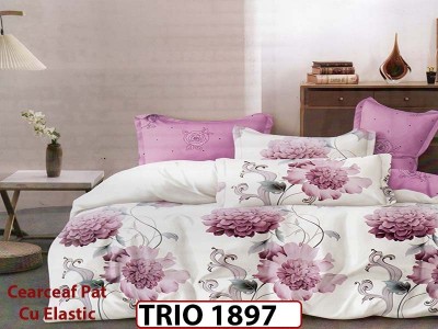 Lenjerie din finet  6 piese cearsaf cu elastic - TRIO1897 Lenjerie din finet  6 piese cearsaf cu elastic - TRIO1897