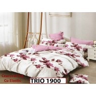 Lenjerie din finet  6 piese cearsaf cu elastic - TRIO1900