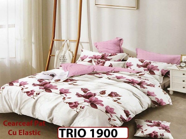Lenjerie din finet 6 piese cearsaf cu elastic - TRIO1900 Lenjerie din finet 6 piese cearsaf cu elastic - TRIO1900
