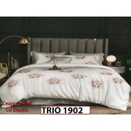 Lenjerie din finet  6 piese cearsaf cu elastic - TRIO1902
