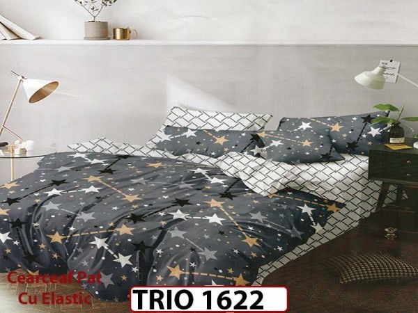 Lenjerie din finet  6 piese cearceaf cu elastic - TRIO1622