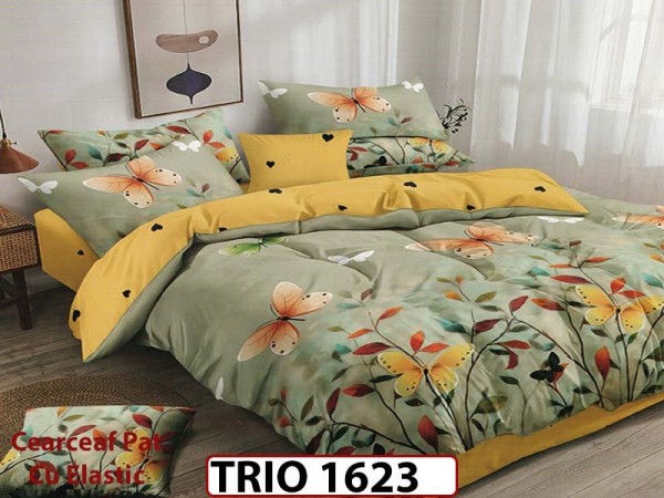 Lenjerie din finet 6 piese cearceaf cu elastic - TRIO1623 Lenjerie din finet 6 piese cearceaf cu elastic - TRIO1623