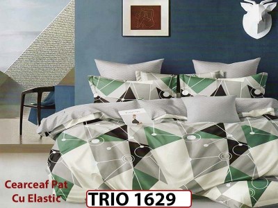 Lenjerie din finet  6 piese cearceaf cu elastic - TRIO1629 Lenjerie din finet  6 piese cearceaf cu elastic - TRIO1629