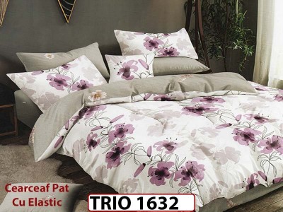 Lenjerie din finet  6 piese cearceaf cu elastic - TRIO1632 Lenjerie din finet  6 piese cearceaf cu elastic - TRIO1632