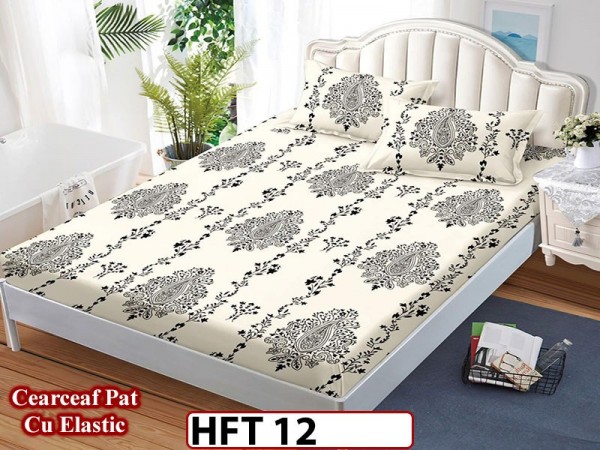 Husa de Pat din Finet + 2 Fete de Perne - Saltea 180x200 - Pat 2 Persoane - HFT12 Husa de Pat din Finet + 2 Fete de Perne - Saltea 180x200 - Pat 2 Persoane - HFT12
