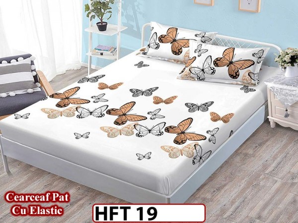 Husa de Pat din Finet + 2 Fete de Perne - Saltea 180x200 - Pat 2 Persoane - HFT19