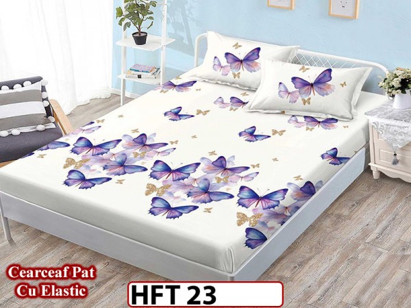Husa de Pat din Finet + 2 Fete de Perne - Saltea 180x200 - Pat 2 Persoane - HFT23 Husa de Pat din Finet + 2 Fete de Perne - Saltea 180x200 - Pat 2 Persoane - HFT23