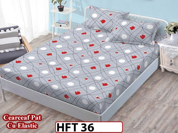 Husa de Pat din Finet + 2 Fete de Perne - Saltea 180x200 - Pat 2 Persoane - HFT36 Husa de Pat din Finet + 2 Fete de Perne - Saltea 180x200 - Pat 2 Persoane - HFT36