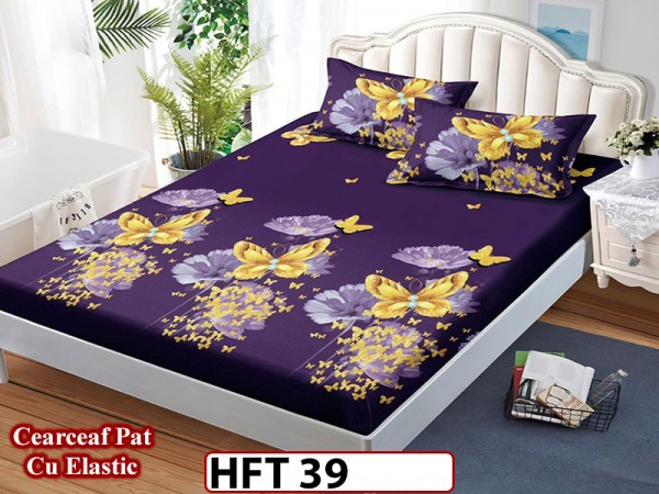 Husa de Pat din Finet + 2 Fete de Perne - Saltea 180x200 - Pat 2 Persoane - HFT39 Husa de Pat din Finet + 2 Fete de Perne - Saltea 180x200 - Pat 2 Persoane - HFT39