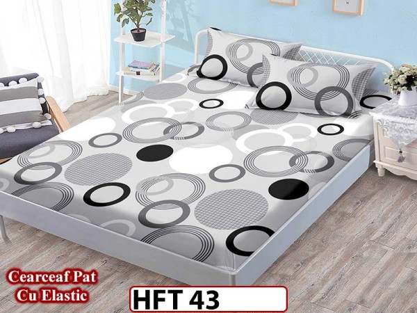 Husa de Pat din Finet + 2 Fete de Perne - Saltea 180x200 - Pat 2 Persoane - HFT43 Husa de Pat din Finet + 2 Fete de Perne - Saltea 180x200 - Pat 2 Persoane - HFT43